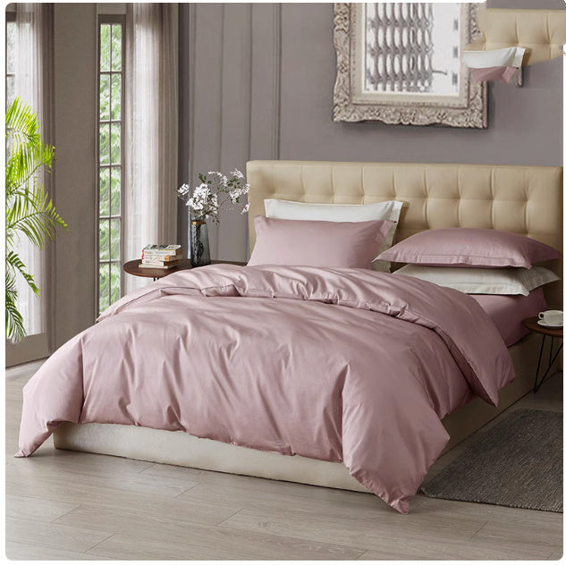 HKM-300115 Pure Cotton Long-staple Cotton Solid Color Bedding Set - 4 Pieces for Beds 1.5-2.0m