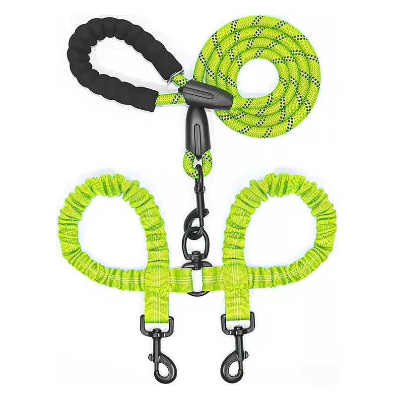 HKM-300115 Reflective Polyester One Drag Two Traction Rope for Pets - 150CM Length, 2.5CM Width