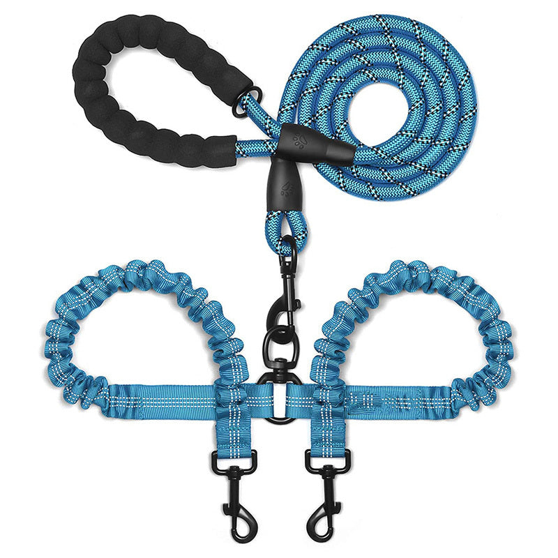 HKM-300115 Reflective Polyester One Drag Two Traction Rope for Pets - 150CM Length, 2.5CM Width