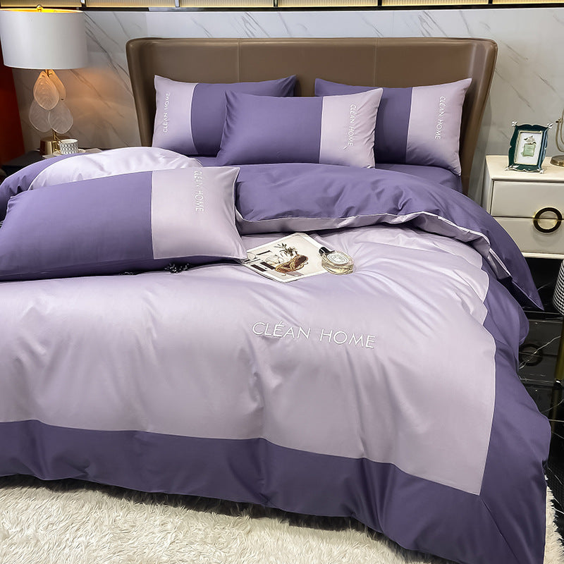 HKM-300307 Embroidered Cotton Satin Four-Piece Bedding Set in Various Sizes