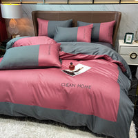 HKM-300307 Embroidered Cotton Satin Four-Piece Bedding Set in Various Sizes