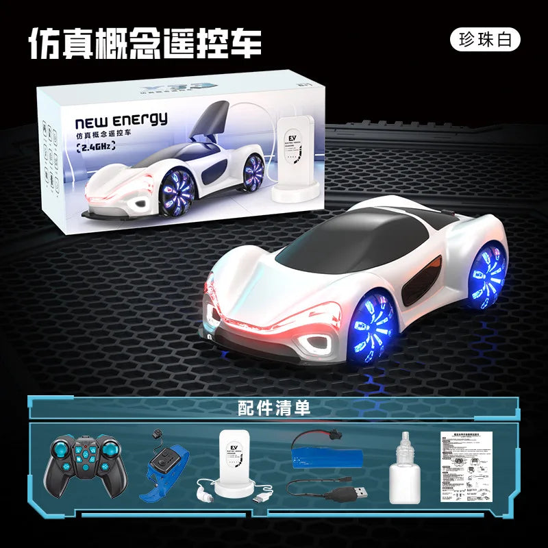 HKM-300307 New Energy Double Spray Mist RC Drift Car with Flashing Lights - 4-Channel Remote Control Vehicle