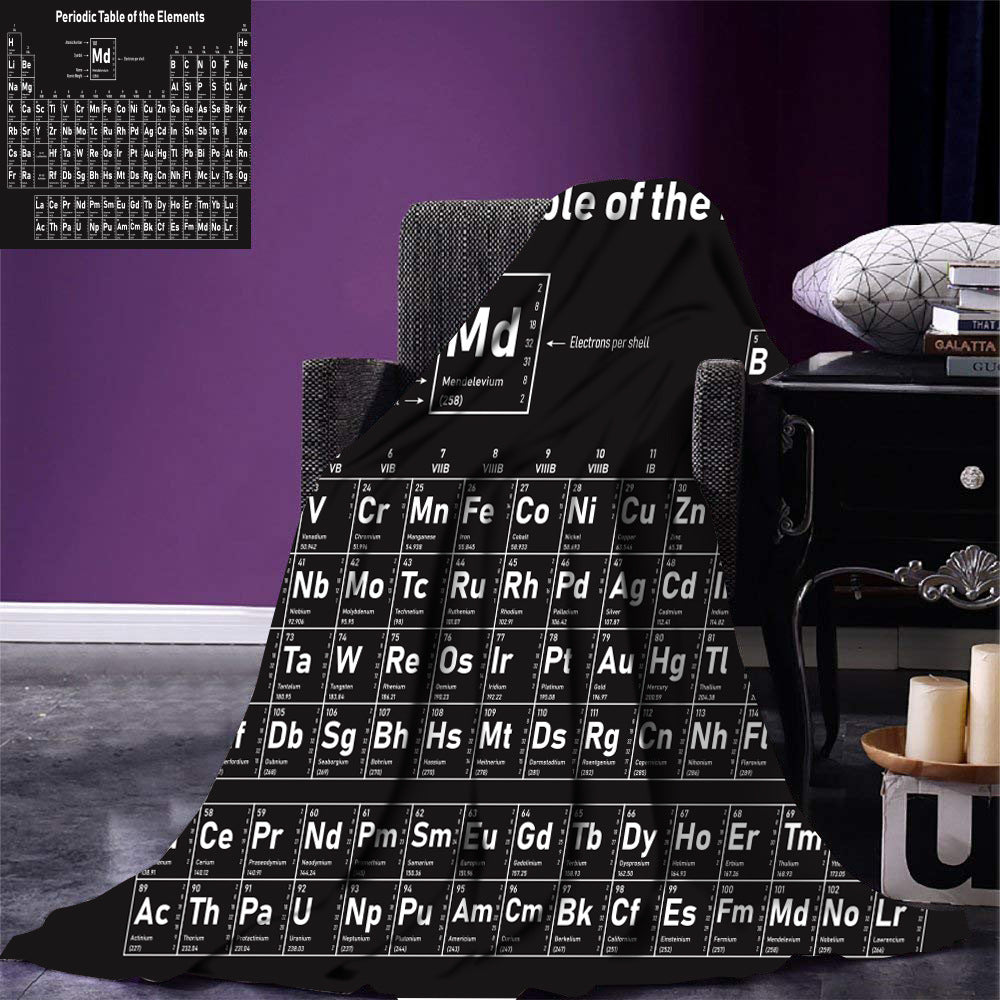 HKM-300371 Periodic Table 3D Flannel Sofa Blanket - Square Scarf Style, Warm and Stylish, Available in Multiple Sizes