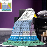 HKM-300371 Periodic Table 3D Flannel Sofa Blanket - Square Scarf Style, Warm and Stylish, Available in Multiple Sizes