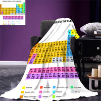 HKM-300371 Periodic Table 3D Flannel Sofa Blanket - Square Scarf Style, Warm and Stylish, Available in Multiple Sizes