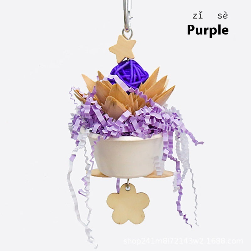 HKM-300563 Vibrant Wooden Flower Clumps Toy for Birds in Multiple Colors