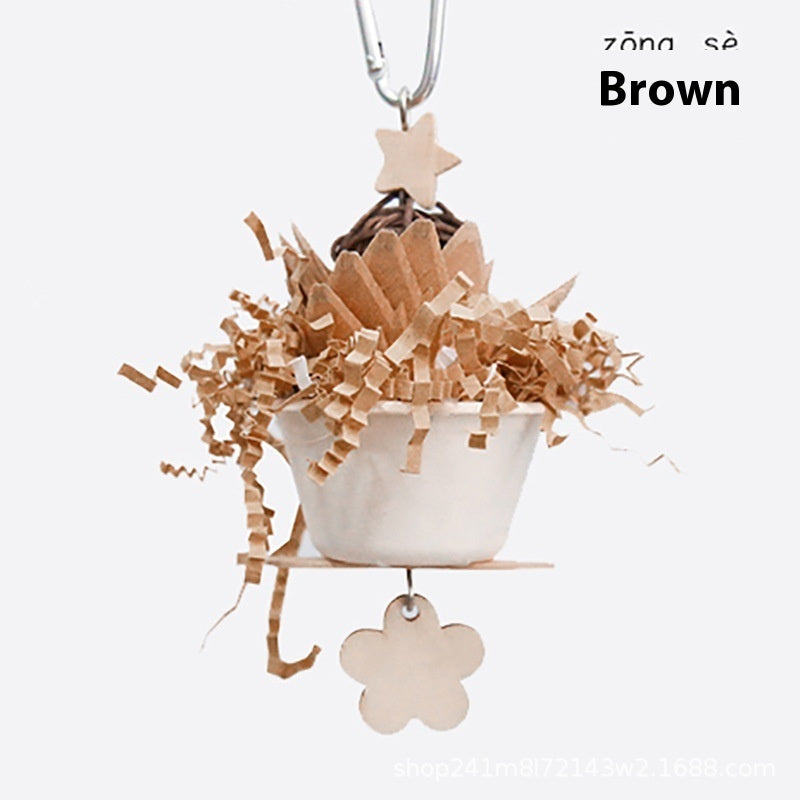 HKM-300563 Vibrant Wooden Flower Clumps Toy for Birds in Multiple Colors
