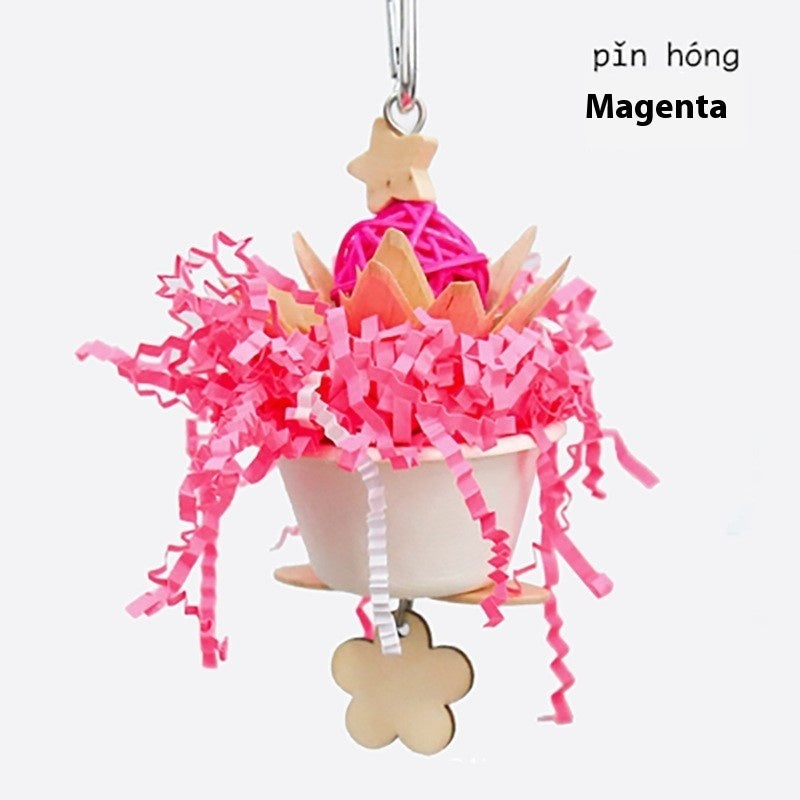HKM-300563 Vibrant Wooden Flower Clumps Toy for Birds in Multiple Colors