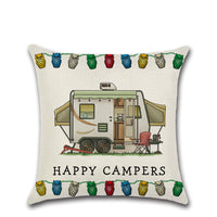 HKM-300755 Cartoon Camper RV Series Linen Pillow Cover 45x45cm