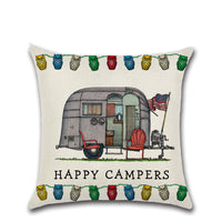 HKM-300755 Cartoon Camper RV Series Linen Pillow Cover 45x45cm