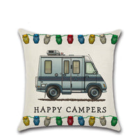 HKM-300755 Cartoon Camper RV Series Linen Pillow Cover 45x45cm