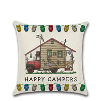 HKM-300755 Cartoon Camper RV Series Linen Pillow Cover 45x45cm