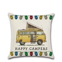 HKM-300755 Cartoon Camper RV Series Linen Pillow Cover 45x45cm
