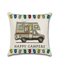 HKM-300755 Cartoon Camper RV Series Linen Pillow Cover 45x45cm