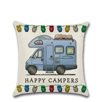 HKM-300755 Cartoon Camper RV Series Linen Pillow Cover 45x45cm