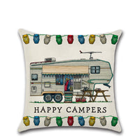 HKM-300755 Cartoon Camper RV Series Linen Pillow Cover 45x45cm
