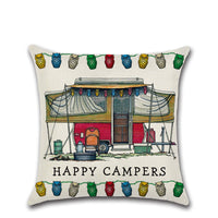 HKM-300755 Cartoon Camper RV Series Linen Pillow Cover 45x45cm