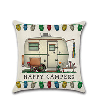 HKM-300755 Cartoon Camper RV Series Linen Pillow Cover 45x45cm