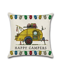 HKM-300755 Cartoon Camper RV Series Linen Pillow Cover 45x45cm