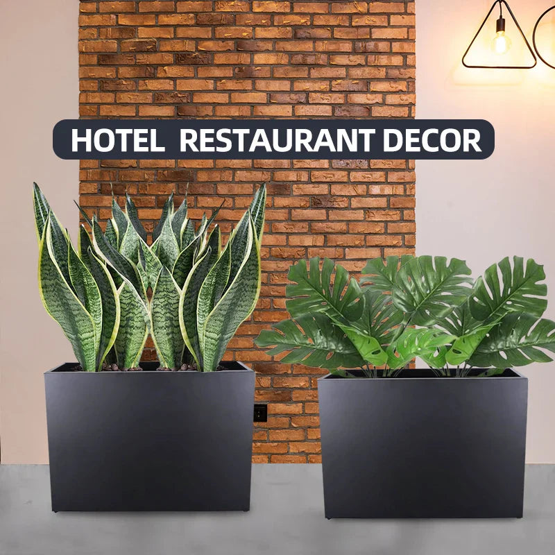 KTX-300819 Tall Metal Planter Box for Outdoor Plants and Trash Enclosure - Classic Design in White, Grey, or Brown