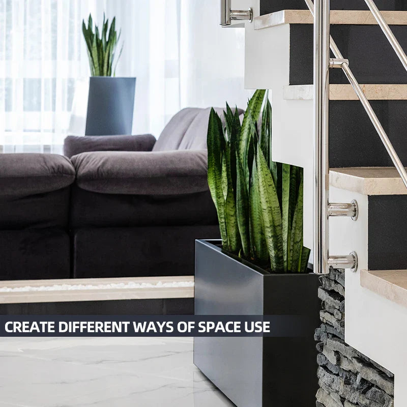 KTX-300819 Tall Metal Planter Box for Outdoor Plants and Trash Enclosure - Classic Design in White, Grey, or Brown