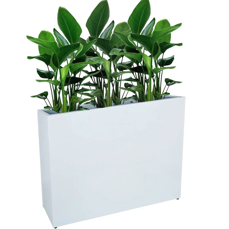 KTX-300819 Tall Metal Planter Box for Outdoor Plants and Trash Enclosure - Classic Design in White, Grey, or Brown