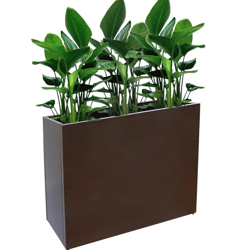 KTX-300819 Tall Metal Planter Box for Outdoor Plants and Trash Enclosure - Classic Design in White, Grey, or Brown
