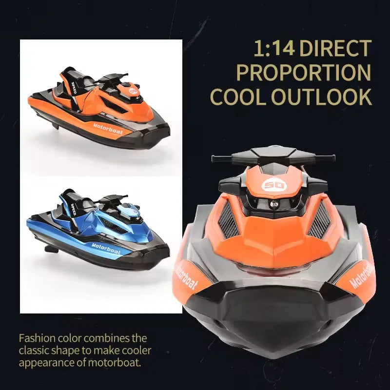 HKM-300883 Mini Remote-Controlled Waterproof Motorboat for Water Racing Games, Suitable for Ages 5 and Up, Outdoor Fun