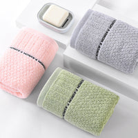 HKM-300883 Thick Absorbent Pure Cotton Towel in Green, Pink, and Gray