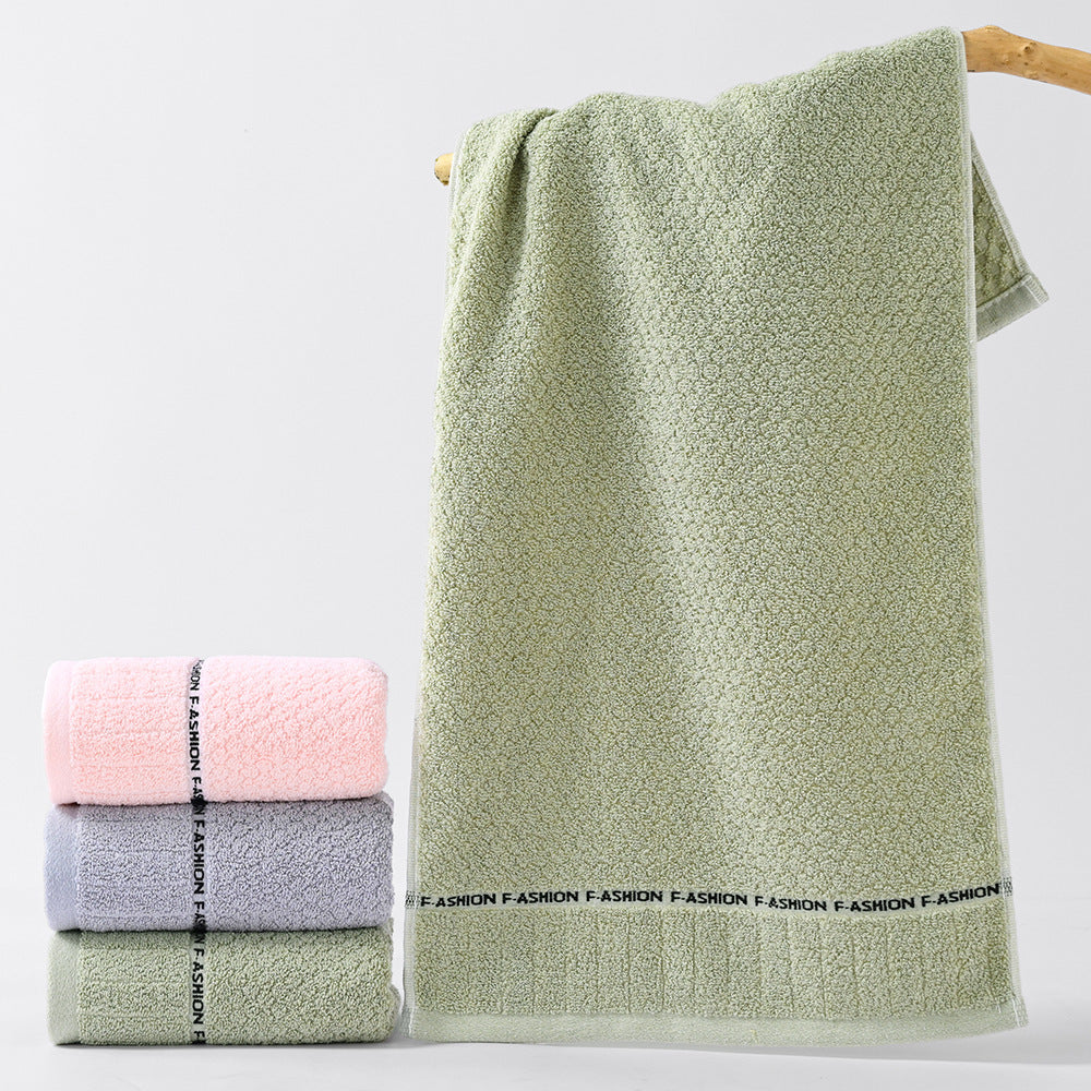 HKM-300883 Thick Absorbent Pure Cotton Towel in Green, Pink, and Gray