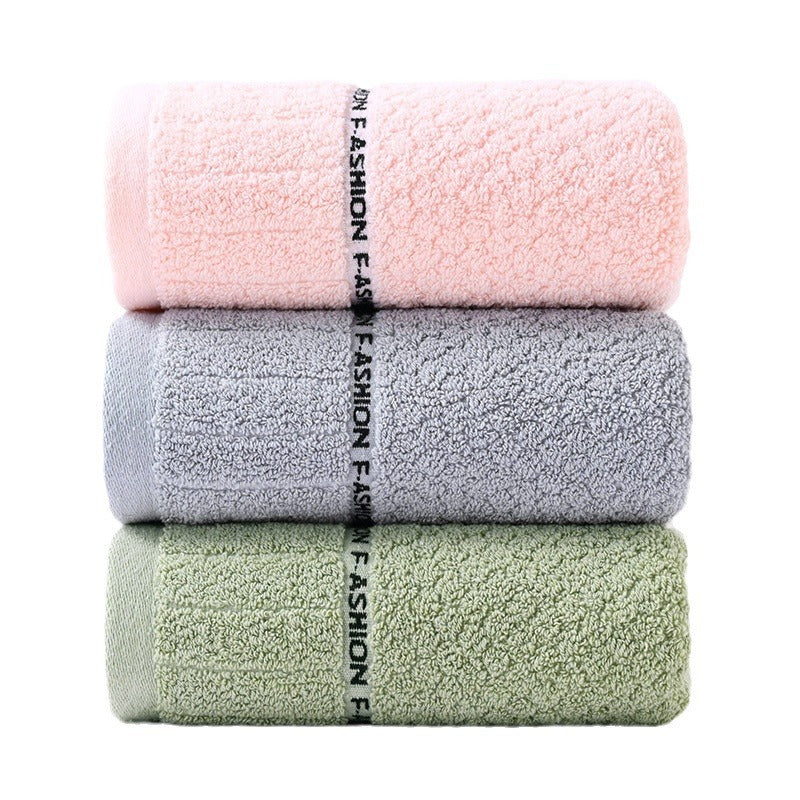 HKM-300883 Thick Absorbent Pure Cotton Towel in Green, Pink, and Gray