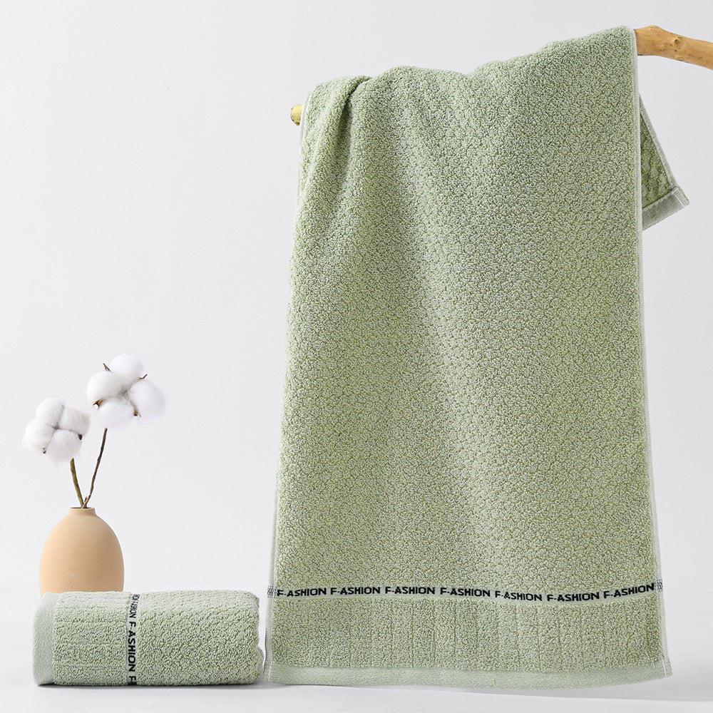 HKM-300883 Thick Absorbent Pure Cotton Towel in Green, Pink, and Gray