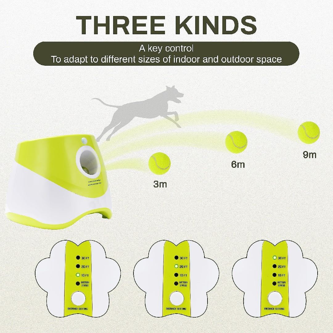 HKM-301075 Only Supports Self Pickup Dog Ball Thrower, Automatic Ball Launcher, Indoor-Outdoor Interactive Dog Toy With Three Scopes, Includes Balls And A Data Cable, Grey-Green