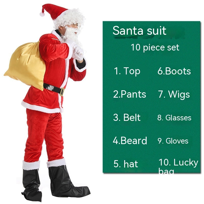 HKM-301075 Santa Claus Costume Set for Men and Women – 5 to 10 Piece Options in Polyester Fiber