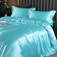 HKM-301267 Solid Color Double-sided Silk Four-Piece Bedding Set with Quilt Cover and Fitted Sheet