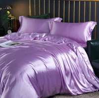 HKM-301267 Solid Color Double-sided Silk Four-Piece Bedding Set with Quilt Cover and Fitted Sheet