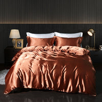 HKM-301267 Solid Color Double-sided Silk Four-Piece Bedding Set with Quilt Cover and Fitted Sheet