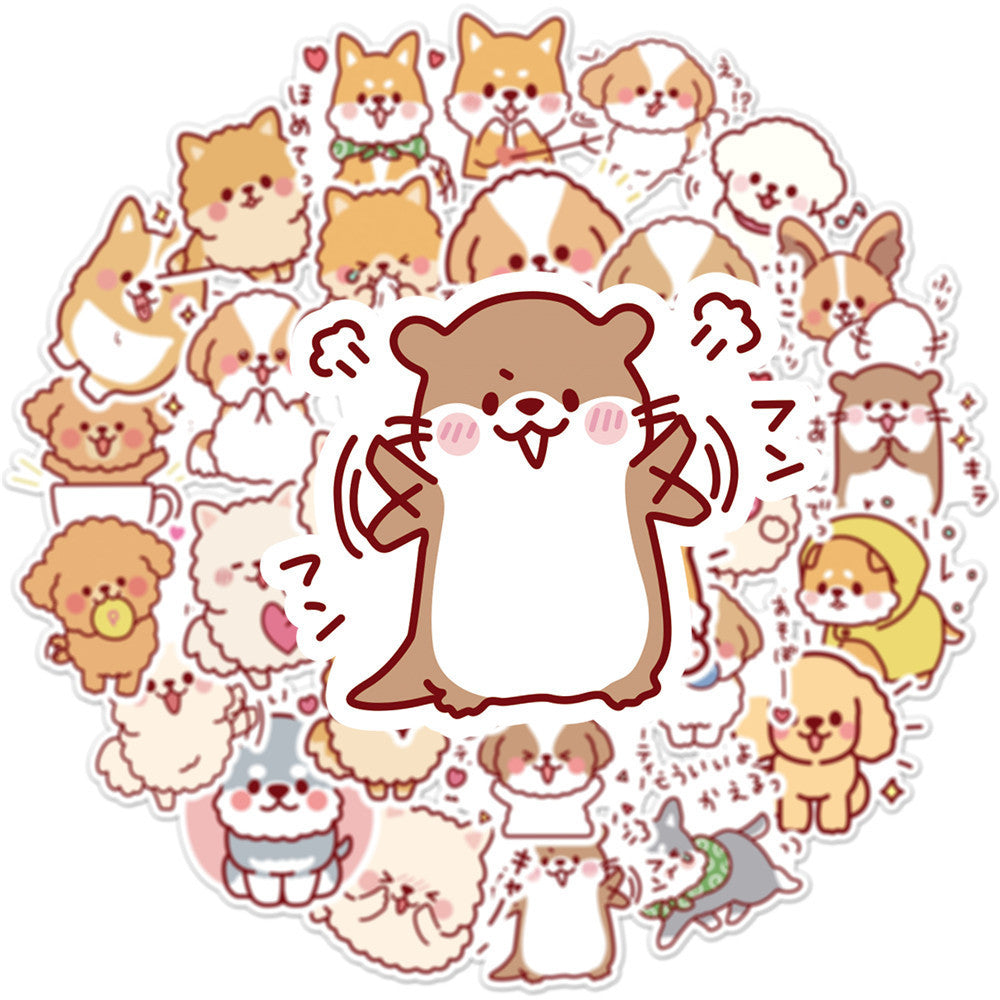 HKM-301331 Cute Dog Graffiti Sticker Pack - 50 Adhesive PVC Cartoon Stickers