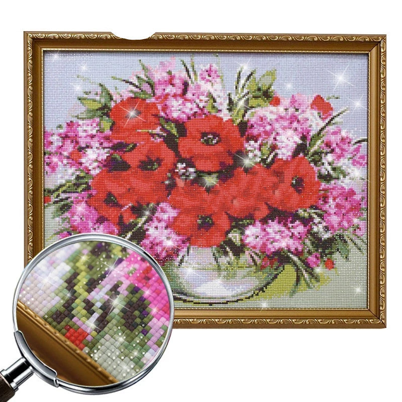 HKM-301459 3D Diamond Flower Feather Art - Full Square/Round Diamond Painting for Home Decoration