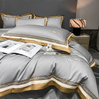 HKM-301459 Light Luxury All-Cotton Four-Piece Bedding Set for Year-Round Comfort, Includes Quilt Cover, Bed Sheet, and Pillowcases