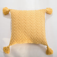 HKM-301523 Solid Color Knitted Chenille Pillowcase - 45x45cm in Yellow, Khaki, Green, Rice Apricot, Gray, Dark Gray, Blue, White, Pink