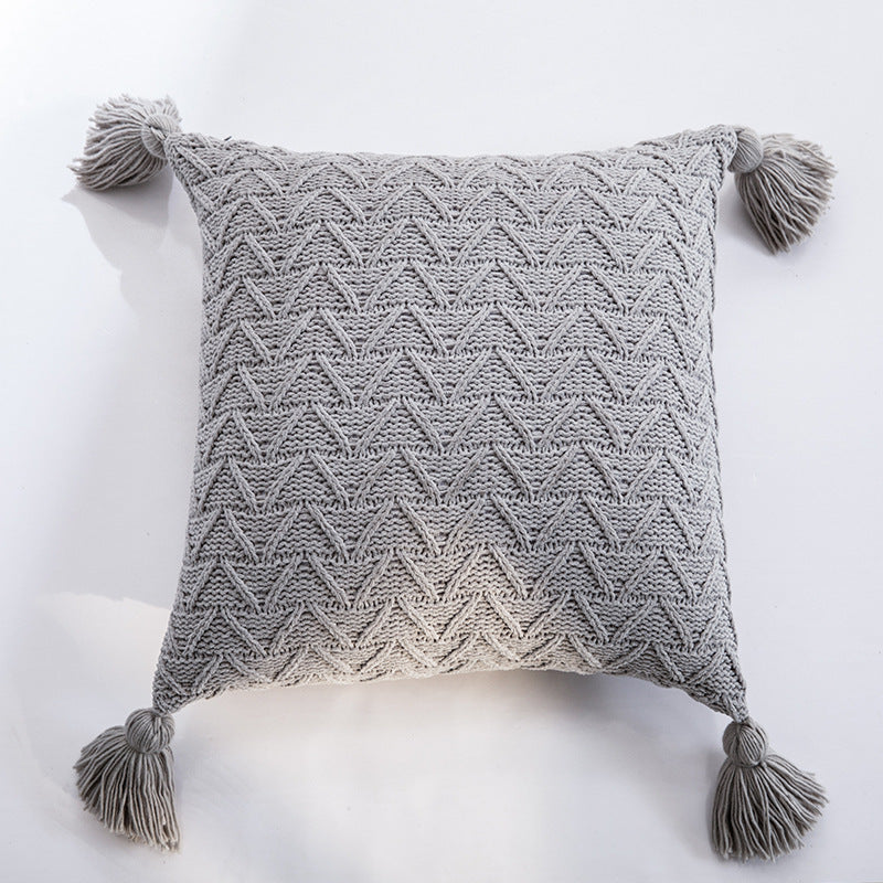 HKM-301523 Solid Color Knitted Chenille Pillowcase - 45x45cm in Yellow, Khaki, Green, Rice Apricot, Gray, Dark Gray, Blue, White, Pink