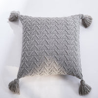 HKM-301523 Solid Color Knitted Chenille Pillowcase - 45x45cm in Yellow, Khaki, Green, Rice Apricot, Gray, Dark Gray, Blue, White, Pink