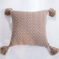 HKM-301523 Solid Color Knitted Chenille Pillowcase - 45x45cm in Yellow, Khaki, Green, Rice Apricot, Gray, Dark Gray, Blue, White, Pink