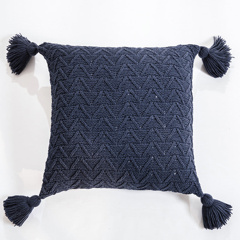 HKM-301523 Solid Color Knitted Chenille Pillowcase - 45x45cm in Yellow, Khaki, Green, Rice Apricot, Gray, Dark Gray, Blue, White, Pink