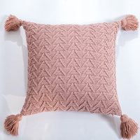 HKM-301523 Solid Color Knitted Chenille Pillowcase - 45x45cm in Yellow, Khaki, Green, Rice Apricot, Gray, Dark Gray, Blue, White, Pink