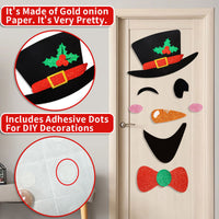 HKM-301587 Christmas Door Stickers Set - Santa Claus & Snowman Felt Decorations for Home, Garage, and Windows