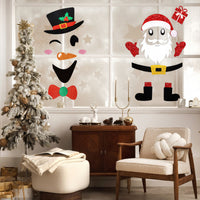 HKM-301587 Christmas Door Stickers Set - Santa Claus & Snowman Felt Decorations for Home, Garage, and Windows