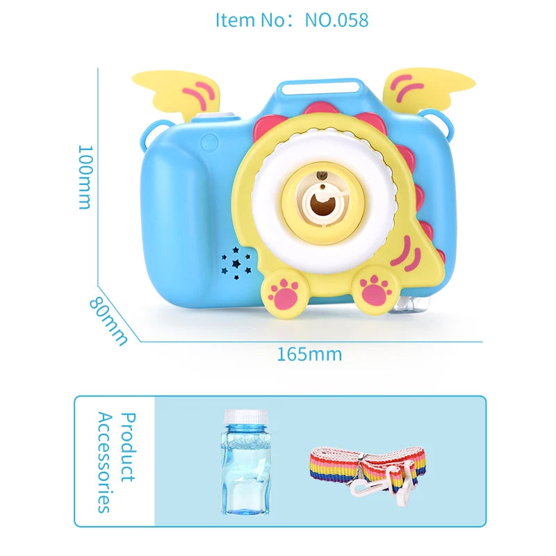 HKM-301715 Electric Bubble Camera Machine Toy with Music and Lights for Outdoor Play - Perfect for Kids Aged 2 to 4 Years