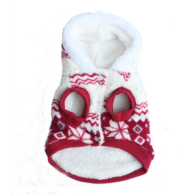 HKM-301779 Two-Tone Snowflake Dog Coat - Casual Cotton Apparel, Multiple Sizes Available